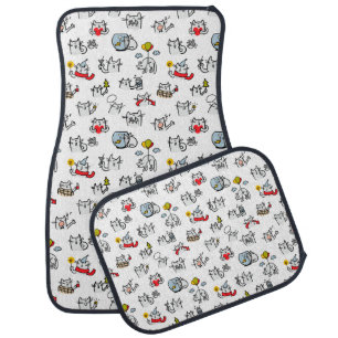 Funny cats, milk and magic. car floor mat