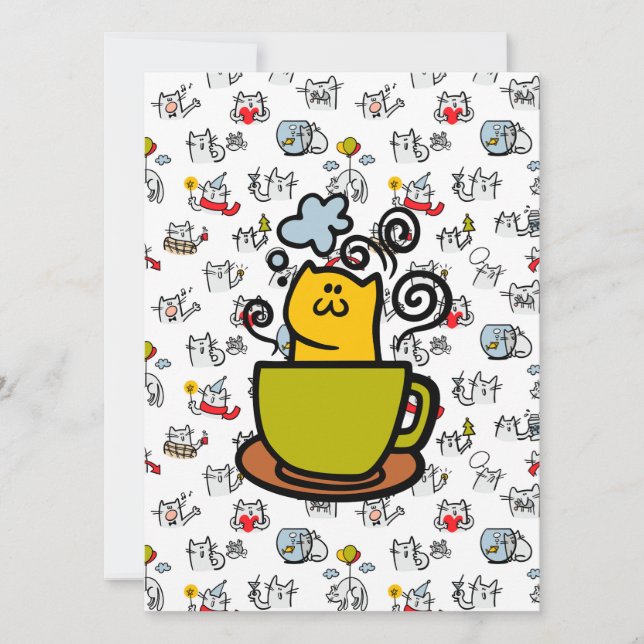 Funny cats, milk and magic. card (Front)