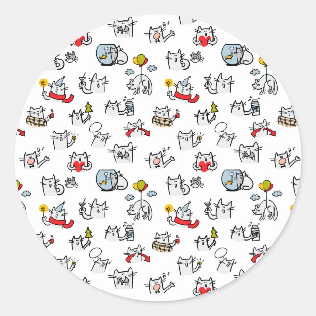 Funny cats, milk and magic. classic round sticker (Front)