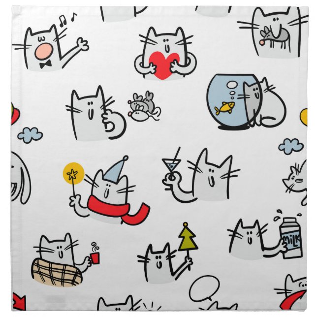 Funny cats, milk and magic. cloth napkin (Front)