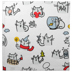 Funny cats, milk and magic. cloth napkin