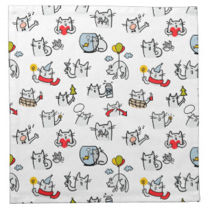 Funny cats, milk and magic. cloth napkin