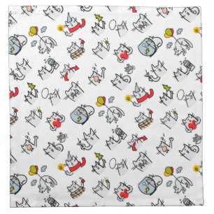 Funny cats, milk and magic. cloth napkin