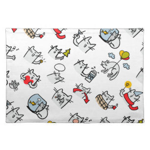 Funny cats, milk and magic. cloth placemat