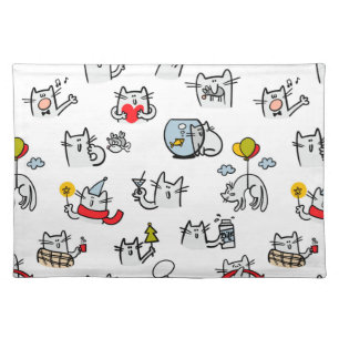 Funny cats, milk and magic. cloth placemat
