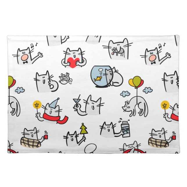 Funny cats, milk and magic. cloth placemat (Front)