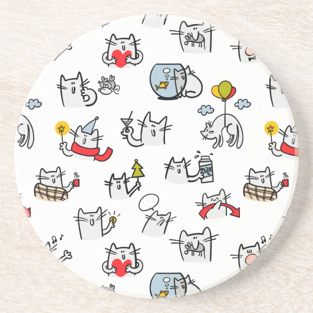 Funny cats, milk and magic. coaster (Front)