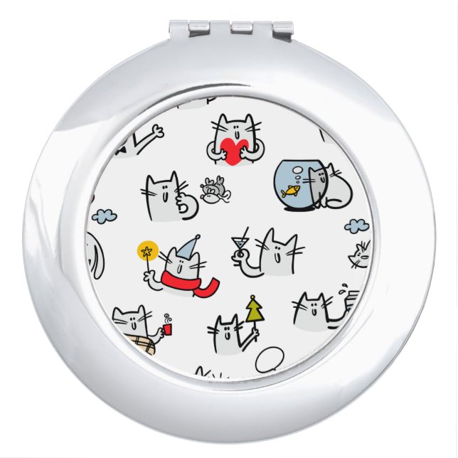 Funny cats, milk and magic. compact mirror (Front)
