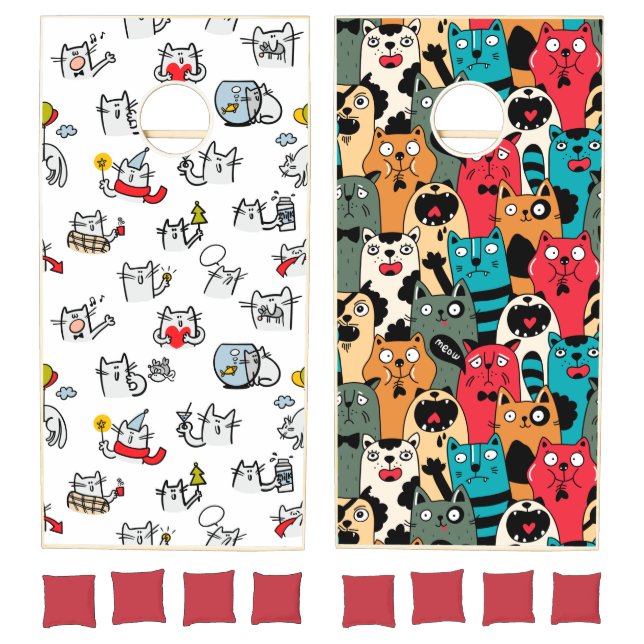 Funny cats, milk and magic. cornhole set (Set)