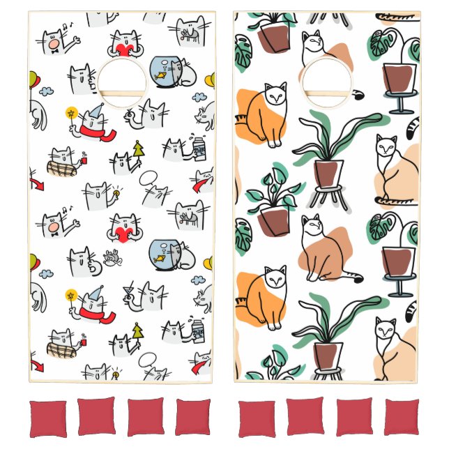 Funny cats, milk and magic. cornhole set (Set)