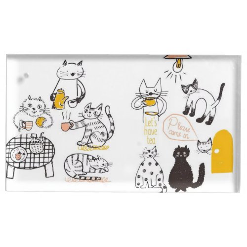 Funny Cats Milk and Magic Cute Table Card Holder