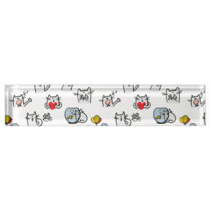 Funny cats, milk and magic. desk name plate