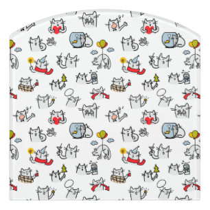 Funny cats, milk and magic. door sign