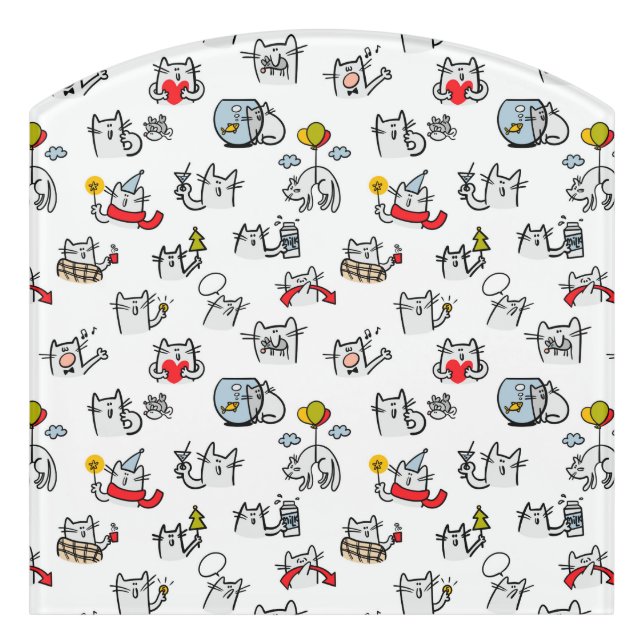 Funny cats, milk and magic. door sign (Contour Front)