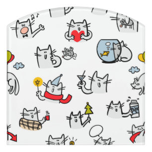 Funny cats, milk and magic. door sign