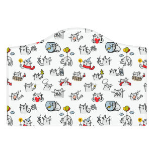 Funny cats, milk and magic. door sign