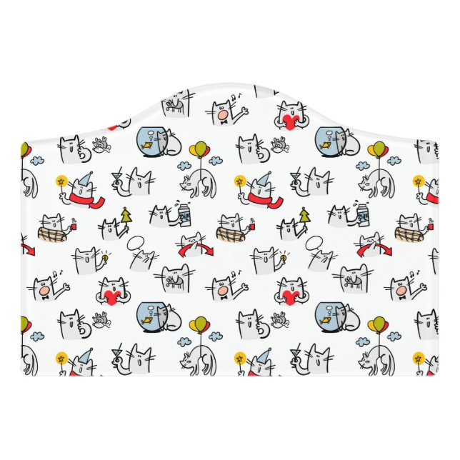 Funny cats, milk and magic. door sign (Small Crest Front)