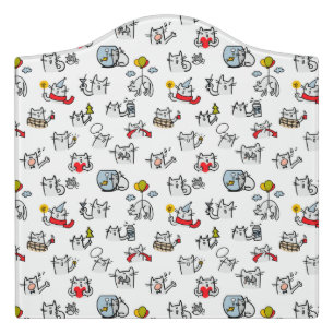 Funny cats, milk and magic. door sign