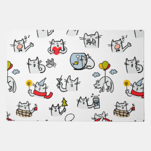 Funny cats, milk and magic. doormat