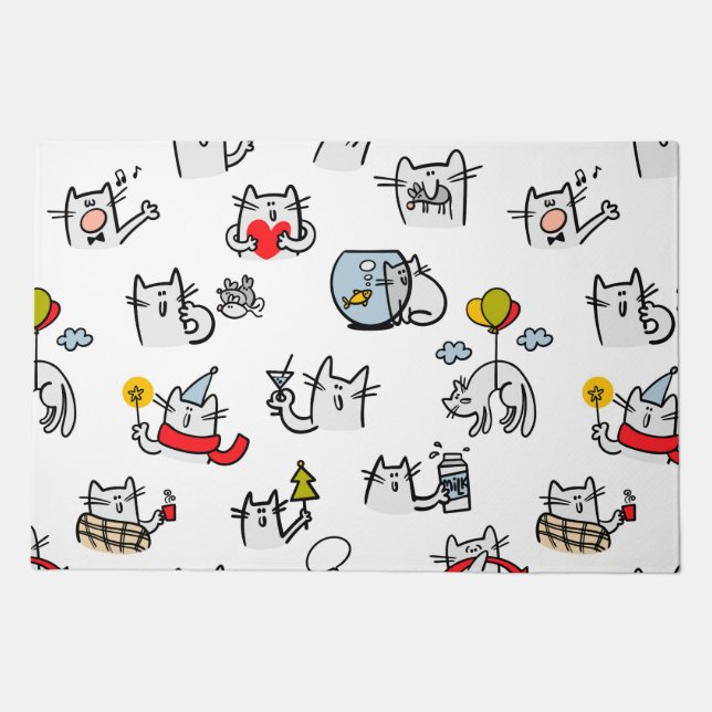 Funny cats, milk and magic. doormat (Front)