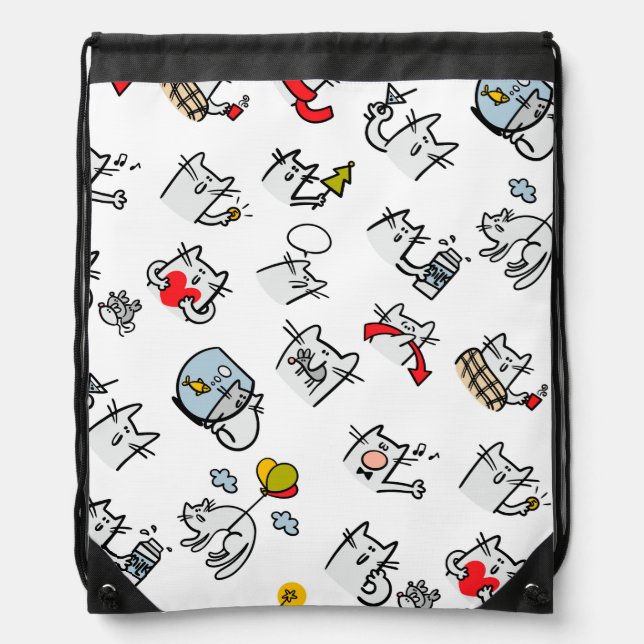 Funny cats, milk and magic. drawstring bag (Front)