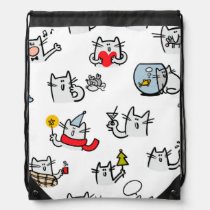 Funny cats, milk and magic. drawstring bag