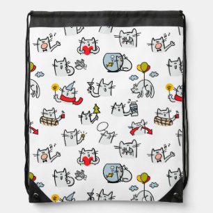 Funny cats, milk and magic. drawstring bag