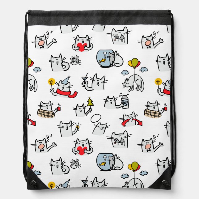 Funny cats, milk and magic. drawstring bag (Front)
