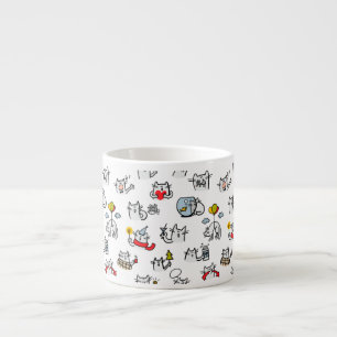Funny cats, milk and magic. espresso cup
