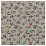 Funny cats, milk and magic. fabric