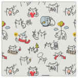 Funny cats, milk and magic. fabric