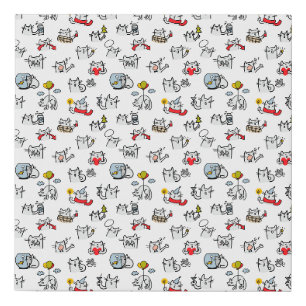 Funny cats, milk and magic. faux canvas print