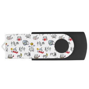 Funny cats, milk and magic. flash drive