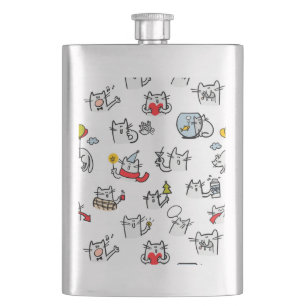 Funny cats, milk and magic. flask