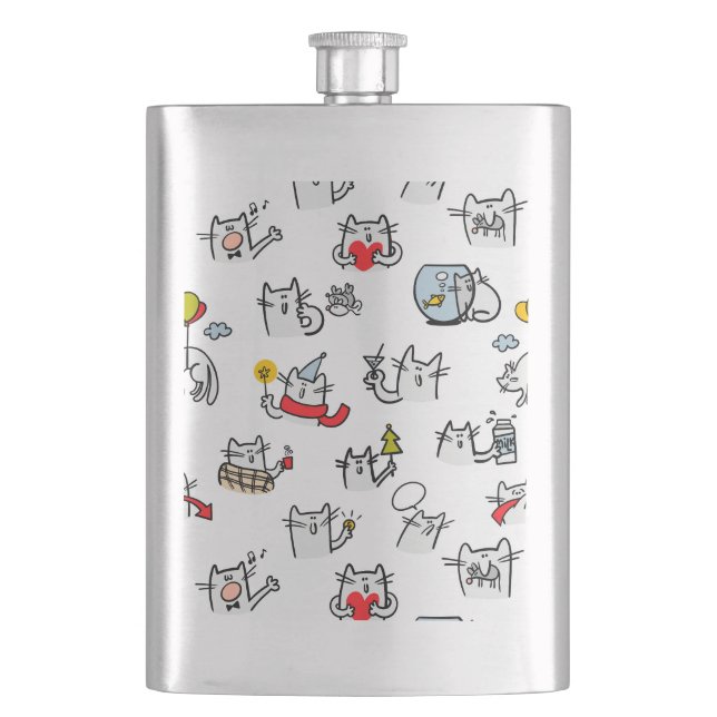 Funny cats, milk and magic. flask (Front)