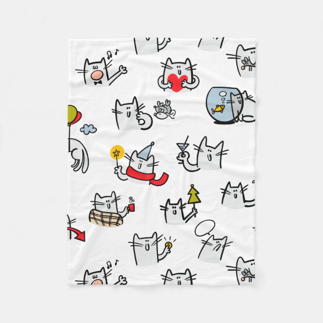 Funny cats, milk and magic. fleece blanket (Front)