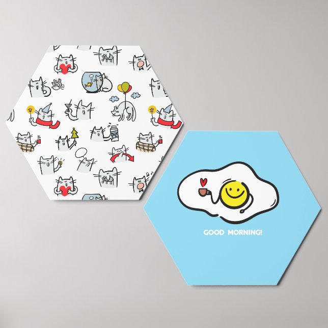 Funny cats, milk and magic. foam core photo tile  (Front)