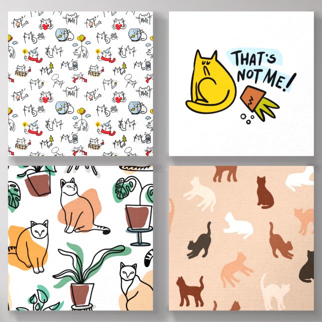 Funny cats, milk and magic. foam core photo tile  (Front Set)