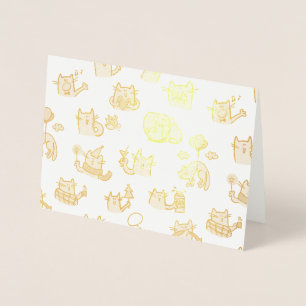 Funny cats, milk and magic. foil card