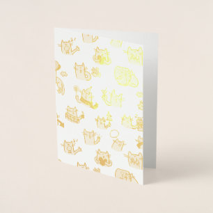 Funny cats, milk and magic. foil card