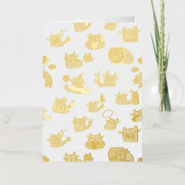 Funny cats, milk and magic. foil greeting card (Front)