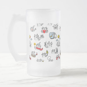 Funny cats, milk and magic. frosted glass beer mug
