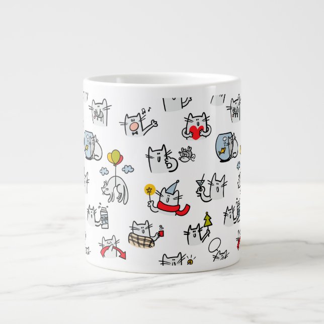 Funny cats, milk and magic. giant coffee mug (Front)