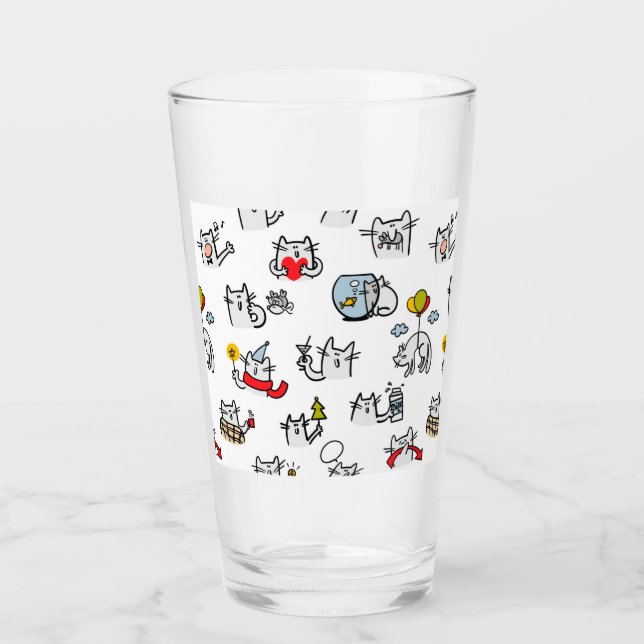 Funny cats, milk and magic. glass (Front)