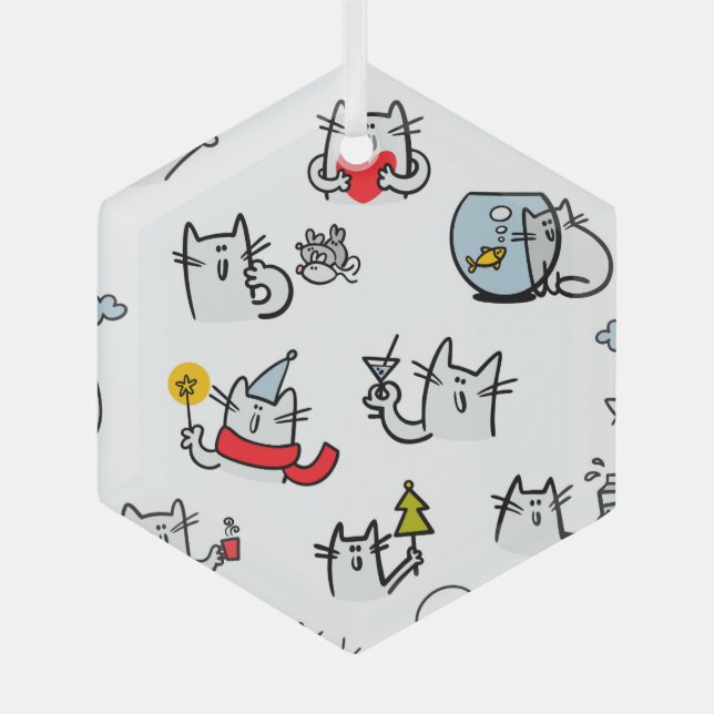 Funny cats, milk and magic. glass ornament (Front)