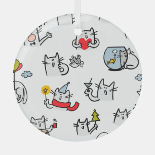 Funny cats, milk and magic. glass ornament
