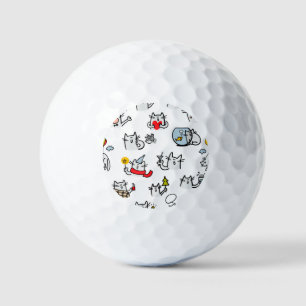Funny cats, milk and magic. golf balls