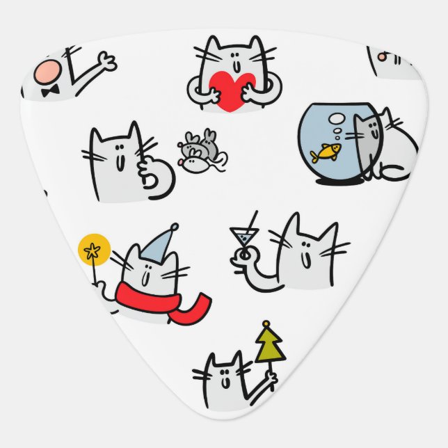 Funny cats, milk and magic. guitar pick (Front)