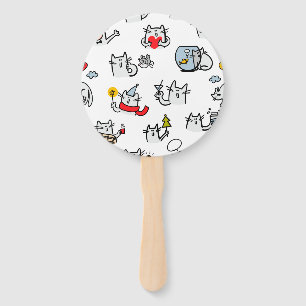 Funny cats, milk and magic. hand fan