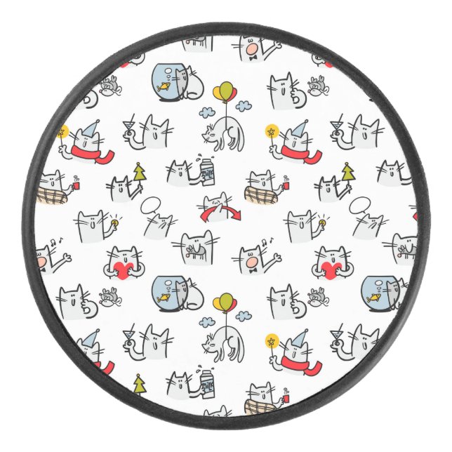 Funny cats, milk and magic. hockey puck (Front)